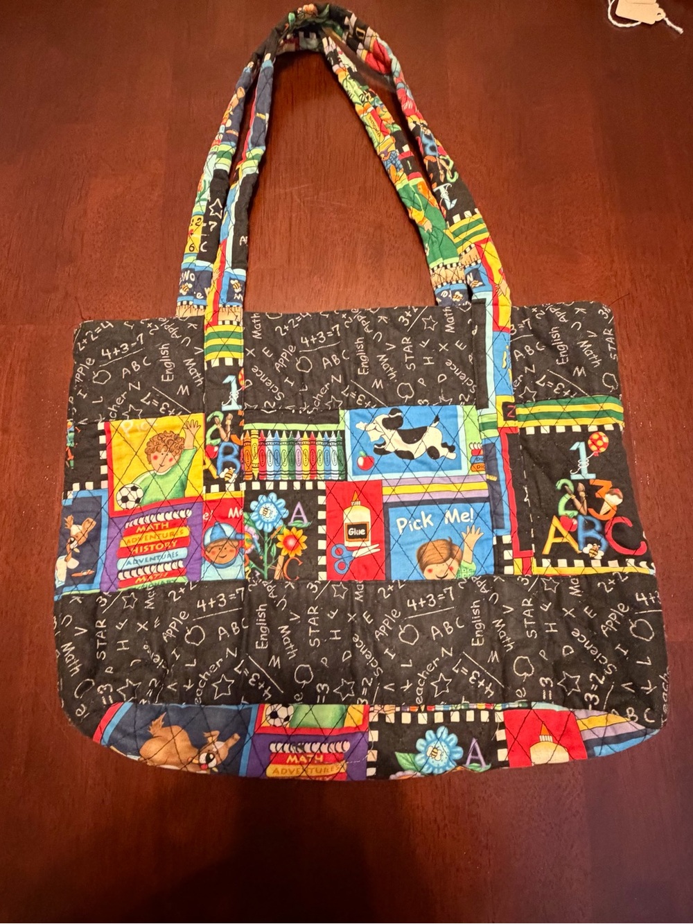 Black Quilted School-Themed Patchworkβ Tote